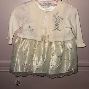 Caden Lane Cream Floral Embroidered Kids Formal Dress